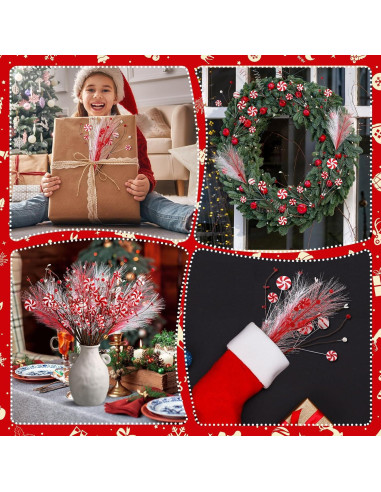 24 Palitos de Caramelo Rojo y Blanco Thiccywoov 40.64 cm