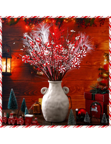 24 Palitos de Caramelo Rojo y Blanco Thiccywoov 40.64 cm