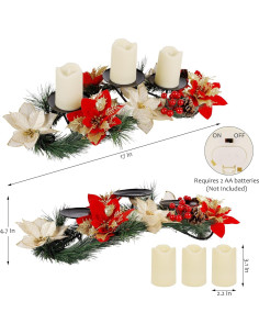 Centro de Mesa Navideño FORUP con Velas y Flor de Nochebuena 2