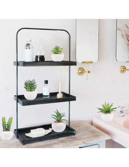 Juego de 6 Plantas Suculentas Artificiales GREENTIME en Macetas Cerámicas Blancas