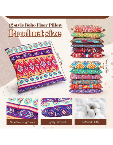 Cojines de Suelo Bohemios Nuogo 12 Pcs 38x38 cm Lavables
