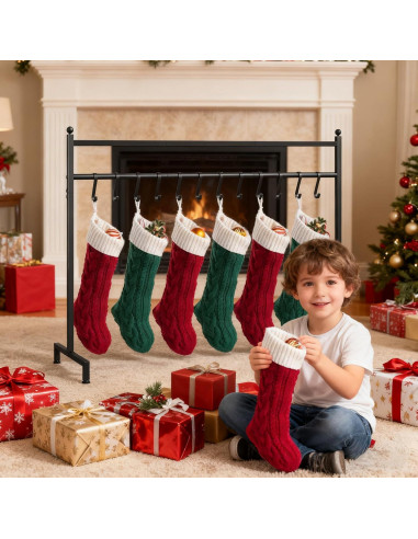 Soporte para Calcetines de Navidad ELYKEN, 12 Ganchos, Negro