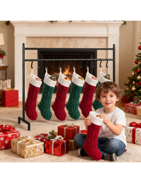 Soporte para Calcetines de Navidad ELYKEN, 12 Ganchos, Negro