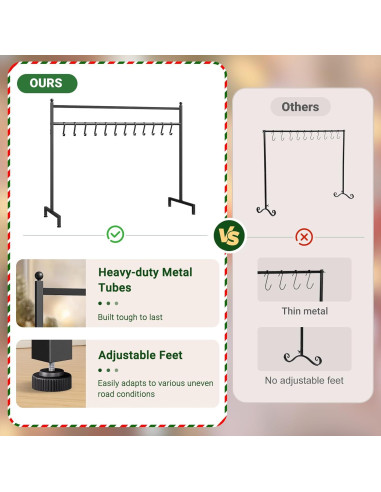 Soporte para Calcetines de Navidad ELYKEN, 12 Ganchos, Negro