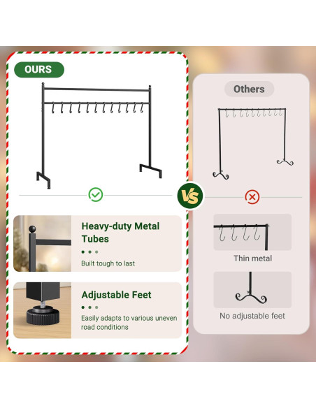 Soporte para Calcetines de Navidad ELYKEN, 12 Ganchos, Negro