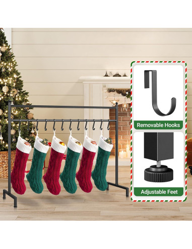 Soporte para Calcetines de Navidad ELYKEN, 12 Ganchos, Negro