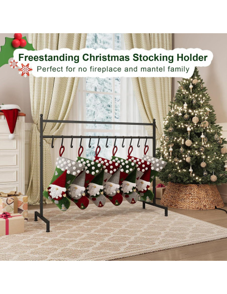 Soporte para Calcetines de Navidad ELYKEN, 12 Ganchos, Negro