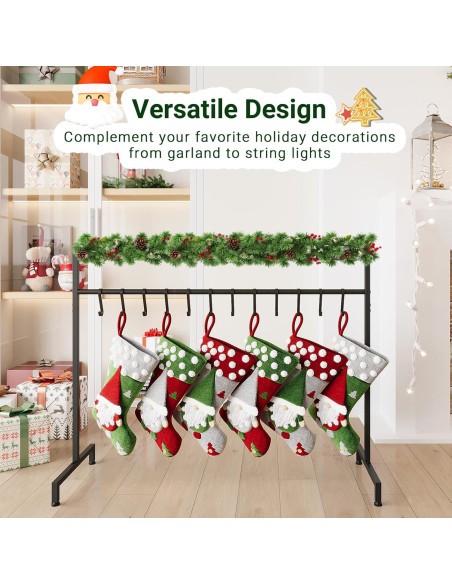 Soporte para Calcetines de Navidad ELYKEN, 12 Ganchos, Negro