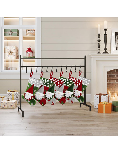 Soporte para Calcetines de Navidad ELYKEN, 12 Ganchos, Negro