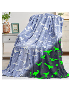 Manta de Dinosaurio Inhand 127x152 cm Brilla en la Oscuridad