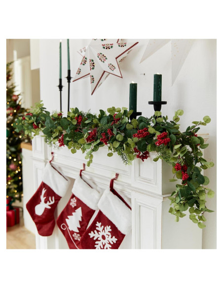 Guirnalda Navideña Artificial 1.92m Anna's Whimsy Verde-Rojo