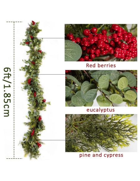 Guirnalda Navideña Artificial 1.92m Anna's Whimsy Verde-Rojo