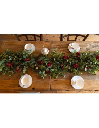 Guirnalda Navideña Artificial 1.92m Anna's Whimsy Verde-Rojo