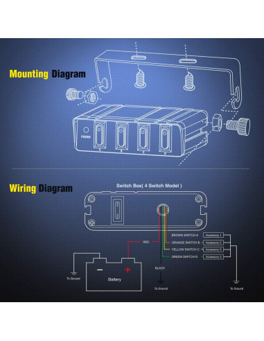 Caja de Interruptores Nilight 4 Gang 12V 20A para Vehículos