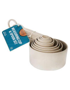 Juego de 10 Tazas y Cucharas Medidoras GODAGE Color Crema