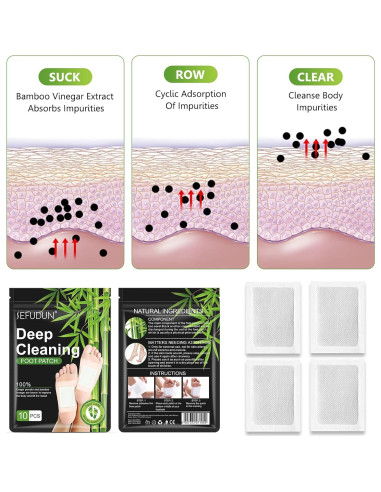 50 Almohadillas para Pies de Jengibre y Vinagre de Bambú