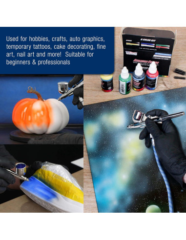 Kit de Aerógrafo Master Airbrush Cool Runner II con 3 Aerógrafos y Pintura