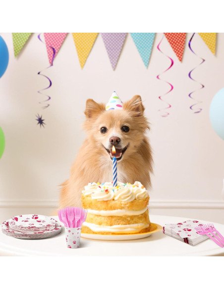 Juego de Vajilla de Fiesta Kochorie 144 Piezas Huella Rosa