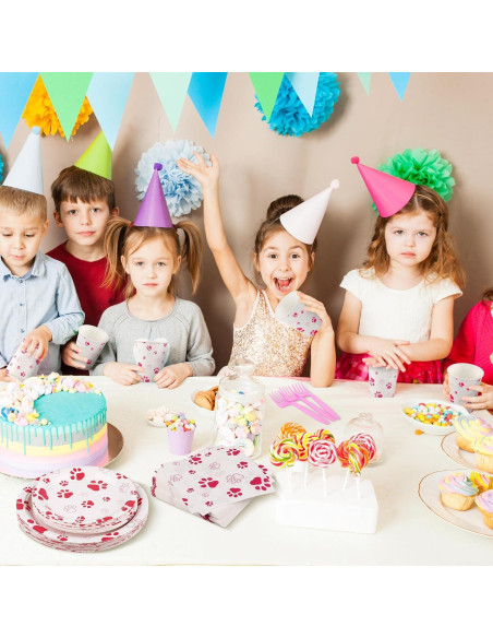 Juego de Vajilla de Fiesta Kochorie 144 Piezas Huella Rosa