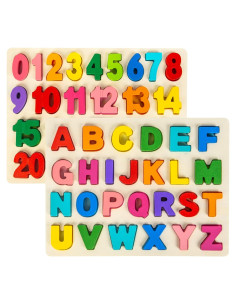 Rompecabezas de Madera Attmu 2 en 1 Alfabeto y Números