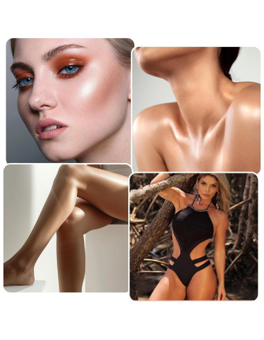 Brocha Kabuki de Aplicación de Bronceado Corporal Oro Rosa