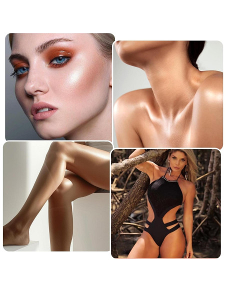 Brocha Kabuki de Aplicación de Bronceado Corporal Oro Rosa