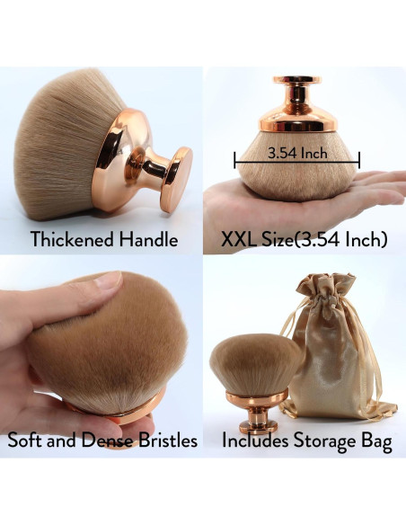 Brocha Autobronceadora Kabuki XXL DRIPOO - Oro, 9 cm