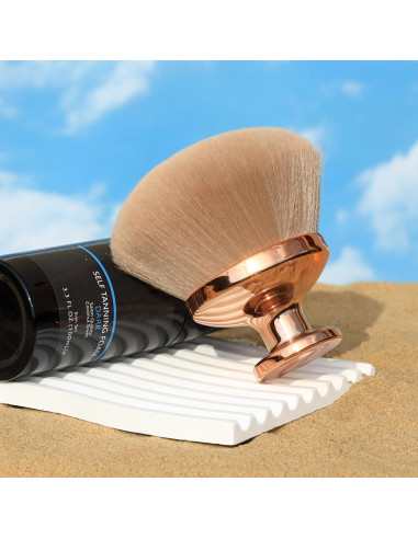 Brocha Autobronceadora Kabuki XXL DRIPOO - Oro, 9 cm