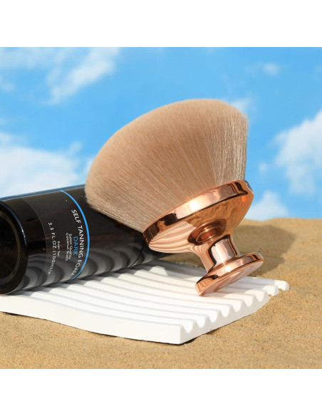 Brocha Autobronceadora Kabuki XXL DRIPOO - Oro, 9 cm