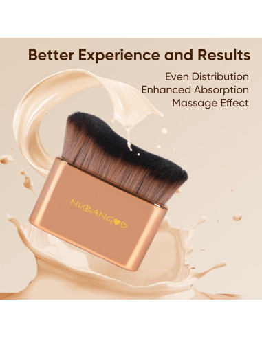 Brocha Kabuki Profesional Nubangoo para Maquillaje Oro Rosa