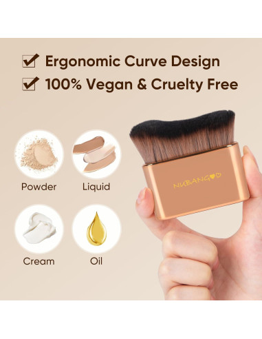 Brocha Kabuki Profesional Nubangoo para Maquillaje Oro Rosa