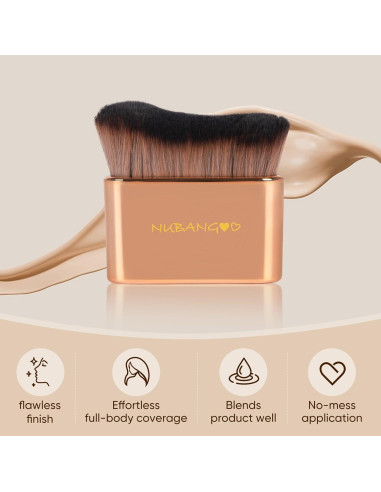 Brocha Kabuki Profesional Nubangoo para Maquillaje Oro Rosa