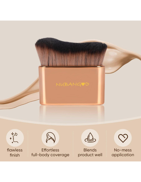 Brocha Kabuki Profesional Nubangoo para Maquillaje Oro Rosa