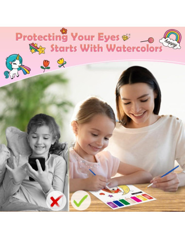 Conjunto de Pintura Acuarela YMluky Unicornio para Niños