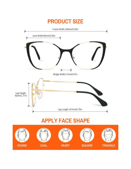 Gafas de Luz Azul ROWCHIC Mujeres Gato Ojo Montura TR90