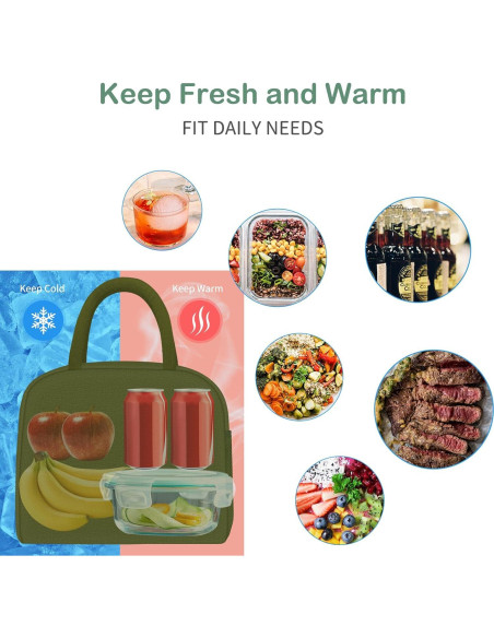 Bolsa de Almuerzo Reutilizable DALINDA Verde Militar 9.5L