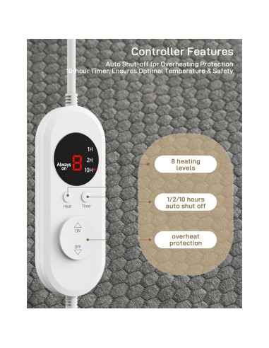 Almohadilla Térmica Eléctrica SOHTOPHO King 198x203 cm 8 Niveles