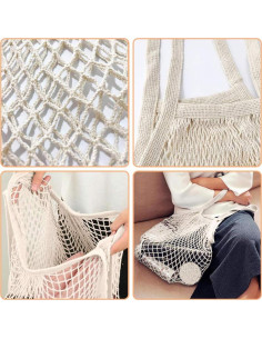 Bolsas de Compras Reutilizables de Algodón Beige - 3 Piezas 2