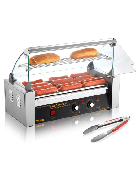 Rodillo de Perros Calientes VEVOR 5 Rodillos 750W Acero Inoxidable