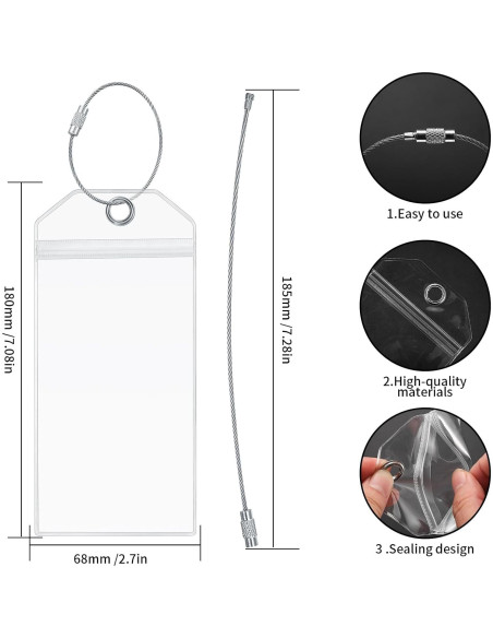 8 Soportes de Etiquetas de Equipaje RUGLAMZHIP Transparentes