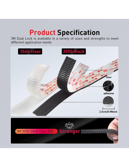 Cierre Doble Reutilizable 3M SJ3560 2.54cm x 2.29m