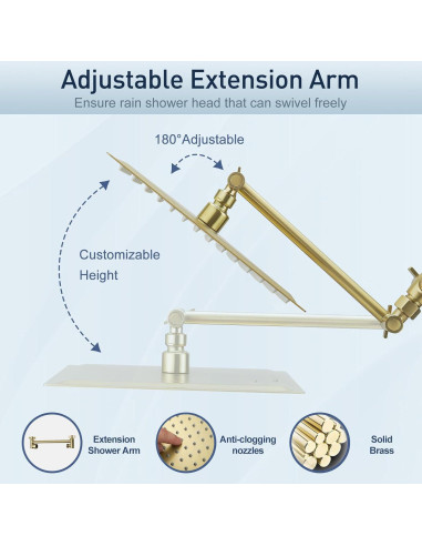 Cabezal de Ducha de Lluvia Psylc 10" Oro Cepillado Doble Alta Presión