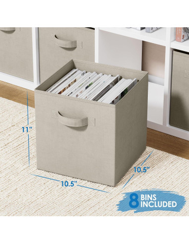 Juego de 8 Cubos de Almacenamiento Royexe Beige 26.5x27 cm