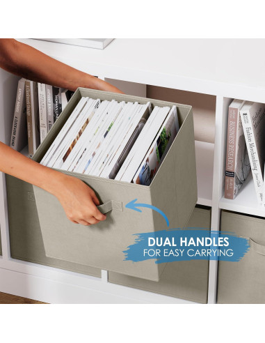 Juego de 8 Cubos de Almacenamiento Royexe Beige 26.5x27 cm