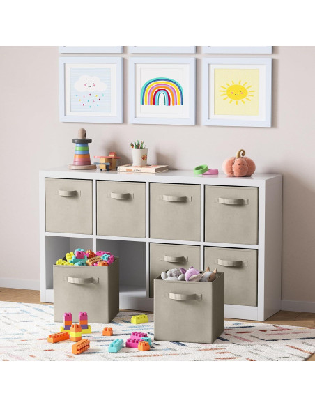 Juego de 8 Cubos de Almacenamiento Royexe Beige 26.5x27 cm