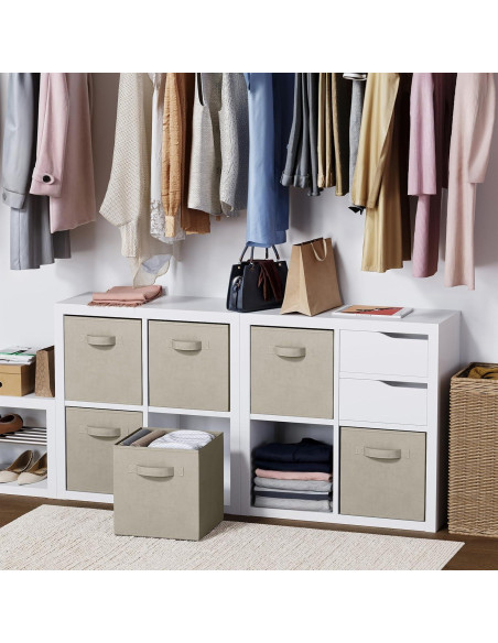 Juego de 8 Cubos de Almacenamiento Royexe Beige 26.5x27 cm