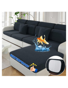 Funda de Cojín Impermeable MAXIJIN 4 Piezas Sofá Seccional Gris