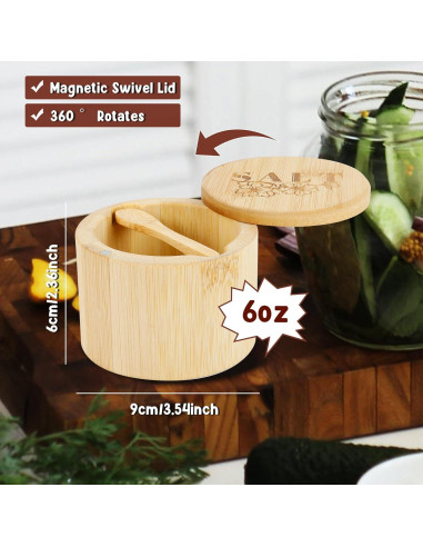 Caja de Sal de Bambú Loscarol con Tapa Giratoria 170g