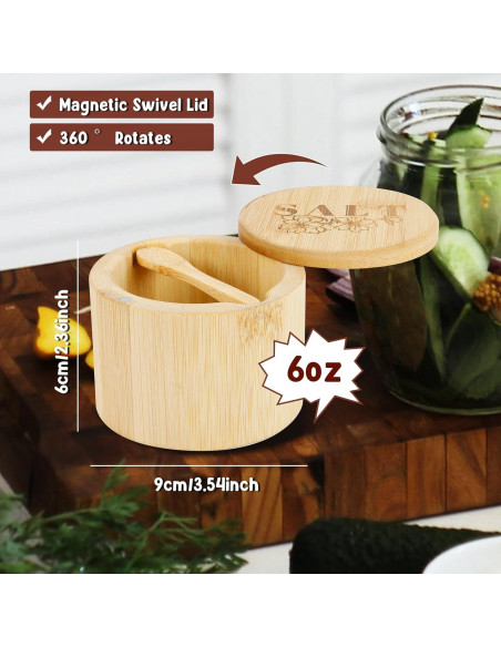 Caja de Sal de Bambú Loscarol con Tapa Giratoria 170g