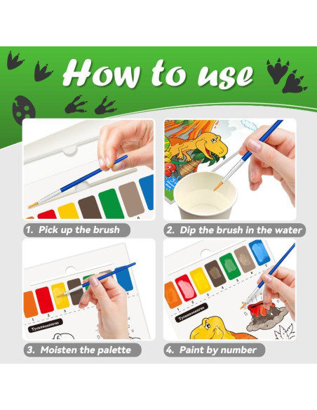 Libro de Colorear Acuarela Dinosaurios YMluky 20 Páginas